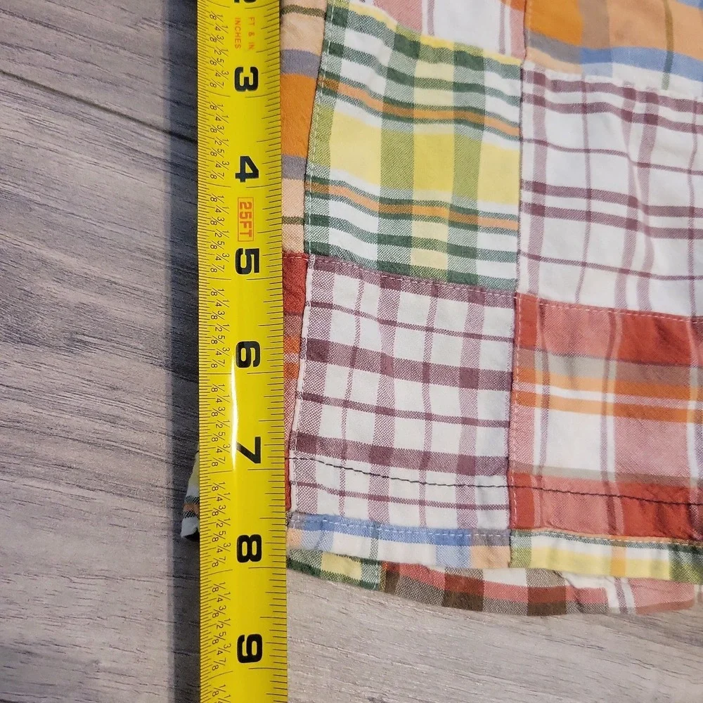 Old Navy Patchwork Plaid Chino Shorts Boys 7 Preppy Plaid Summer 8